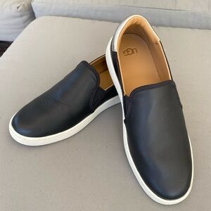 Ugg- women’s black leather slip on sneakers. Size 8.5. Very good condition.